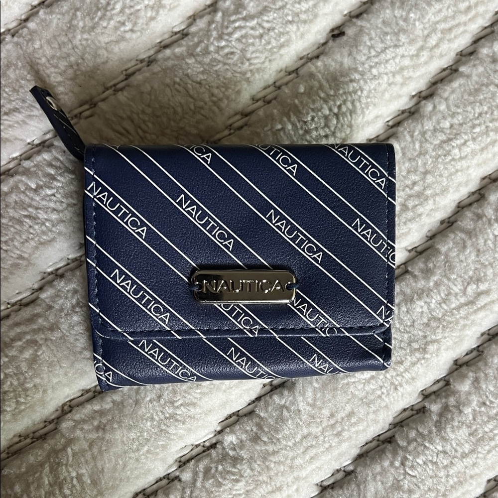 Nautica Navy and White Striped Wallet